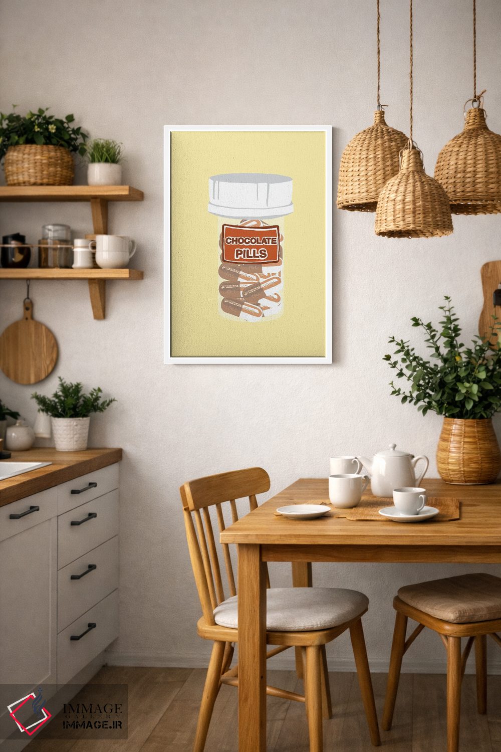 تابلو دکوراتیو بطری قرص شکلاتی زرد اثر جیمی متز - D4W