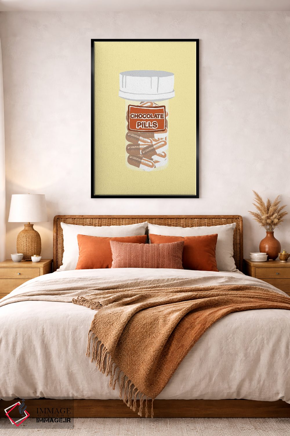 تابلو دکوراتیو بطری قرص شکلاتی زرد اثر جیمی متز - D6B