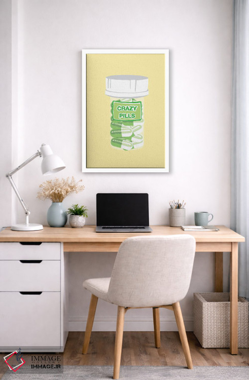 تابلو دکوراتیو بطری قرص دیوانگی زرد اثر جیمی متز - D5W
