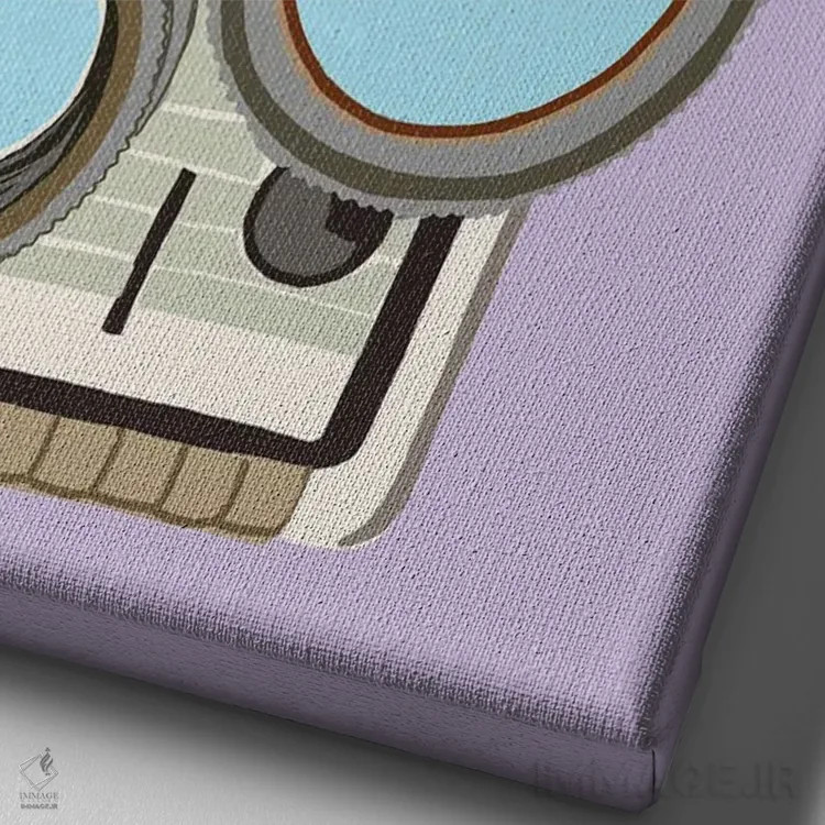 تابلو دکوراتیو دوربین فیلمبرداری ۸ میلی متری اثر جیمی متز - نمای نزدیک بافت بوم