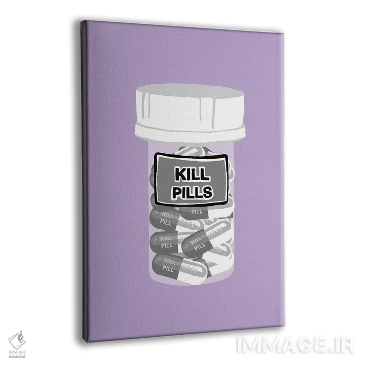تابلو دکوراتیو بطری قرص مرگ بنفش کمرنگ اثر جیمی متز - نمای پرسپکتیو محصول