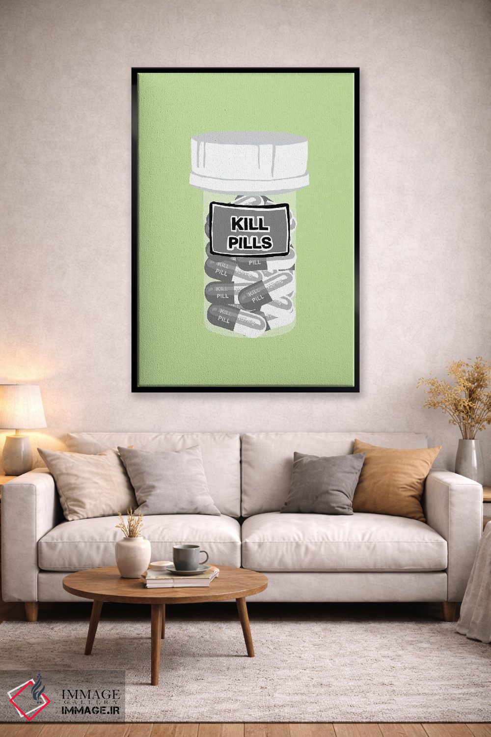 تابلو دکوراتیو بطری قرص مرگ سبز نعناعی اثر جیمی متز - D2B
