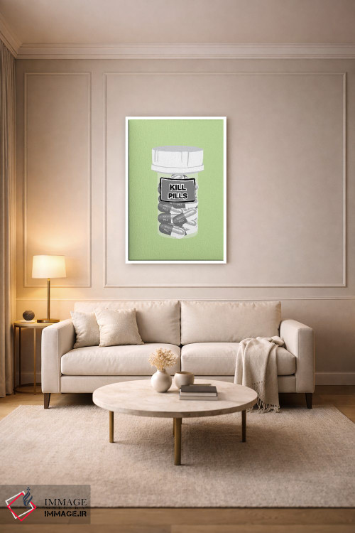 تابلو دکوراتیو بطری قرص مرگ سبز نعناعی اثر جیمی متز - D3W