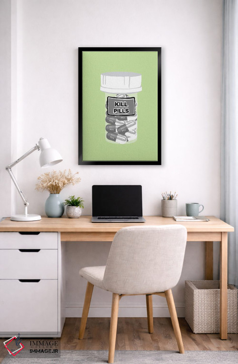 تابلو دکوراتیو بطری قرص مرگ سبز نعناعی اثر جیمی متز - D5B