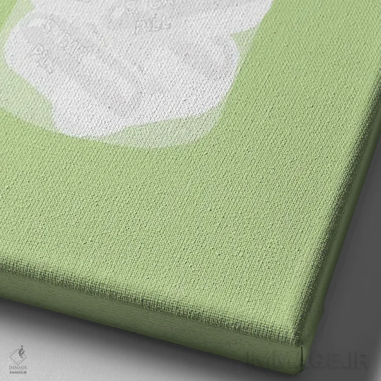 تابلو دکوراتیو بطری قرص قندی سبز نعناعی اثر جیمی متز - نمای نزدیک بافت بوم