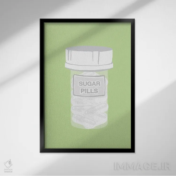 تابلو دکوراتیو بطری قرص قندی سبز نعناعی اثر جیمی متز - نمای قابدار مشکی