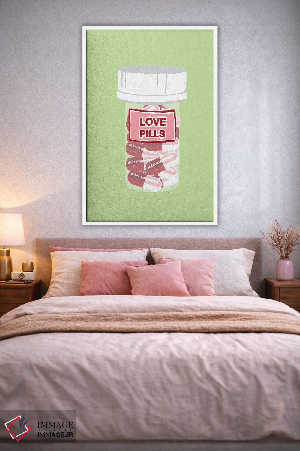 تابلو دکوراتیو بطری قرص عشق سبز نعناعی اثر جیمی متز - D1W