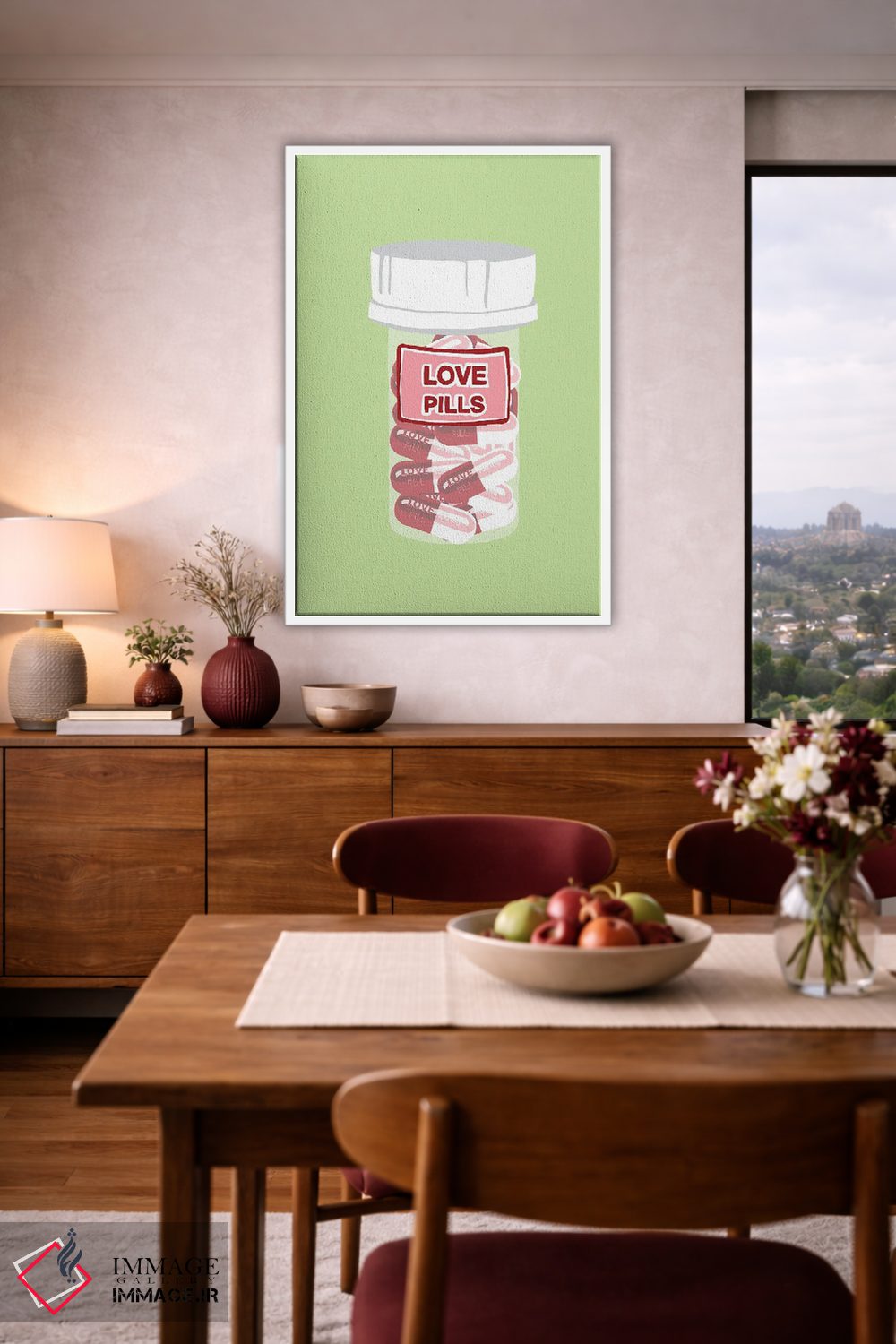 تابلو دکوراتیو بطری قرص عشق سبز نعناعی اثر جیمی متز - D3W