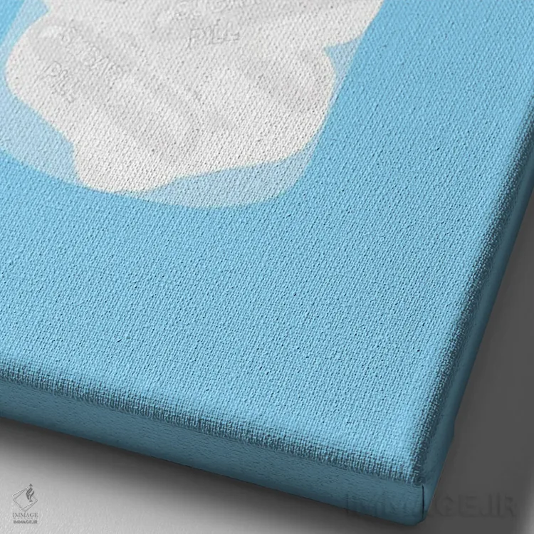 تابلو دکوراتیو بطری قرص قندی آبی اثر جیمی متز - نمای نزدیک بافت بوم