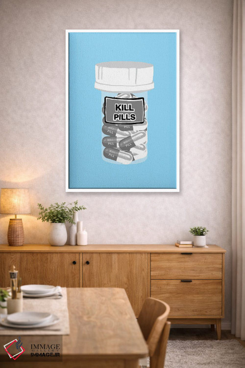 تابلو دکوراتیو بطری قرص مرگ آبی اثر جیمی متز - D3W