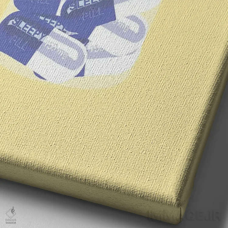 تابلو دکوراتیو بطری قرص خواب آور زرد اثر جیمی متز - نمای نزدیک بافت بوم