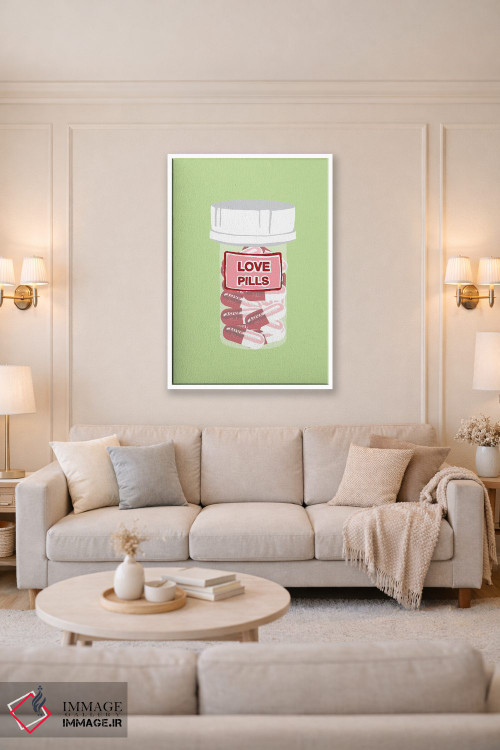 تابلو دکوراتیو بطری قرص عشق سبز نعناعی اثر جیمی متز - D2W