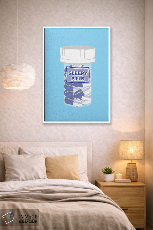 تابلو دکوراتیو بطری قرص خواب آور آبی اثر جیمی متز - D1W