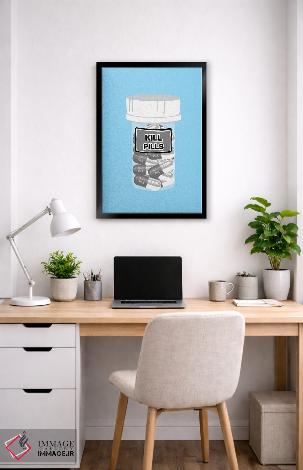 تابلو دکوراتیو بطری قرص مرگ آبی اثر جیمی متز - D4B