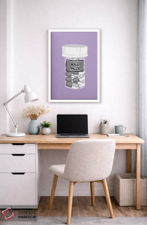 تابلو دکوراتیو بطری قرص مرگ بنفش کمرنگ اثر جیمی متز - D5W