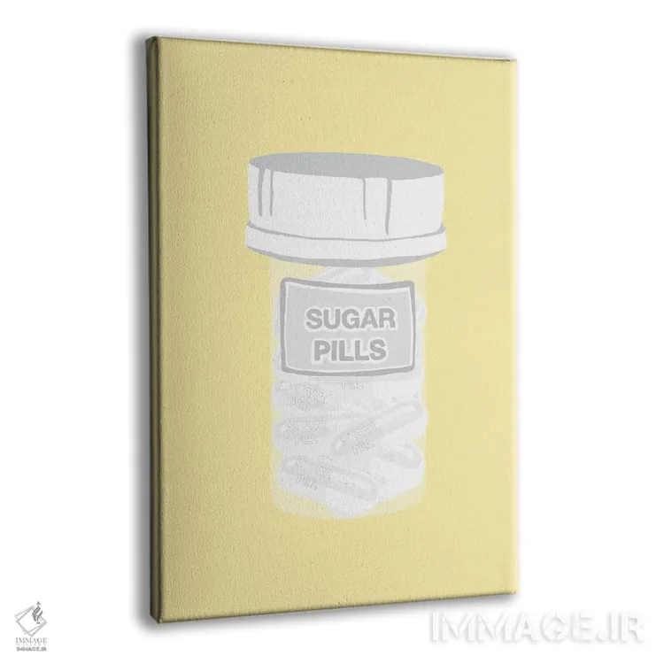 تابلو دکوراتیو بطری قرص قندی زرد اثر جیمی متز - نمای پرسپکتیو محصول