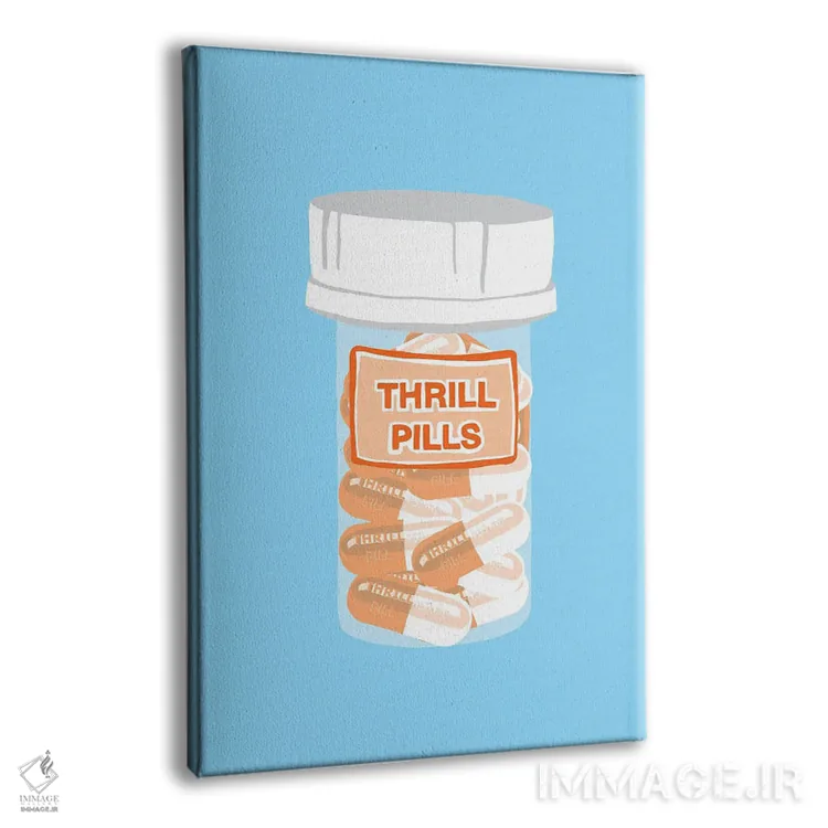 تابلو دکوراتیو بطری قرص هیجان آبی اثر جیمی متز - نمای پرسپکتیو محصول