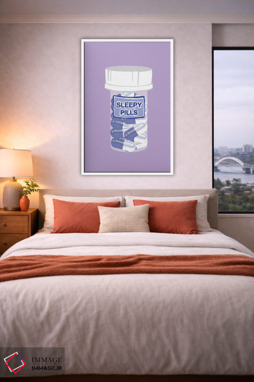 تابلو دکوراتیو بطری قرص خواب آور بنفش کمرنگ اثر جیمی متز - D2W