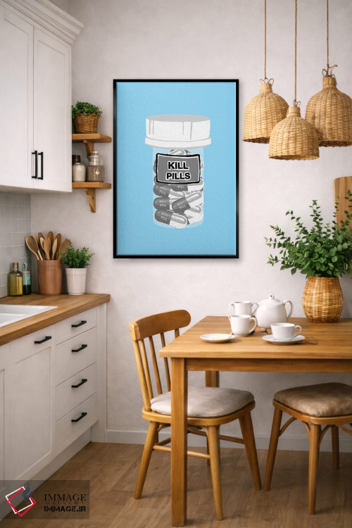 تابلو دکوراتیو بطری قرص مرگ آبی اثر جیمی متز - D6B