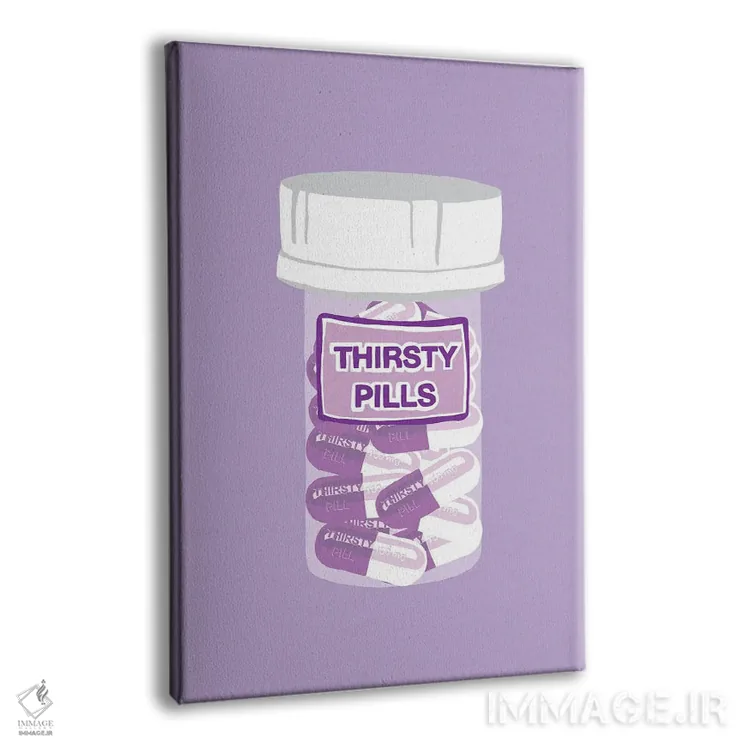 تابلو دکوراتیو بطری قرص تشنگی بنفش کمرنگ اثر جیمی متز - نمای پرسپکتیو محصول