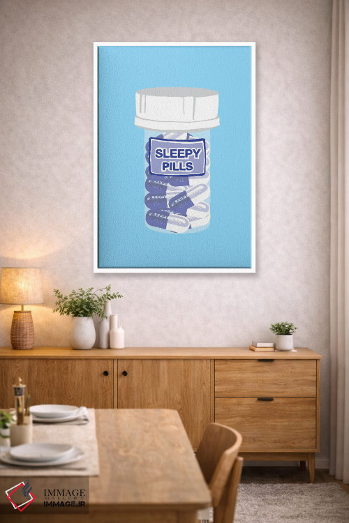 تابلو دکوراتیو بطری قرص خواب آور آبی اثر جیمی متز - D4W