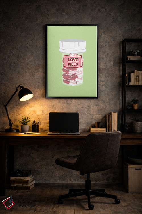 تابلو دکوراتیو بطری قرص عشق سبز نعناعی اثر جیمی متز - D6B