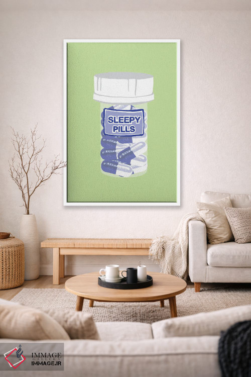 تابلو دکوراتیو بطری قرص خواب آور سبز نعناعی اثر جیمی متز - D1W