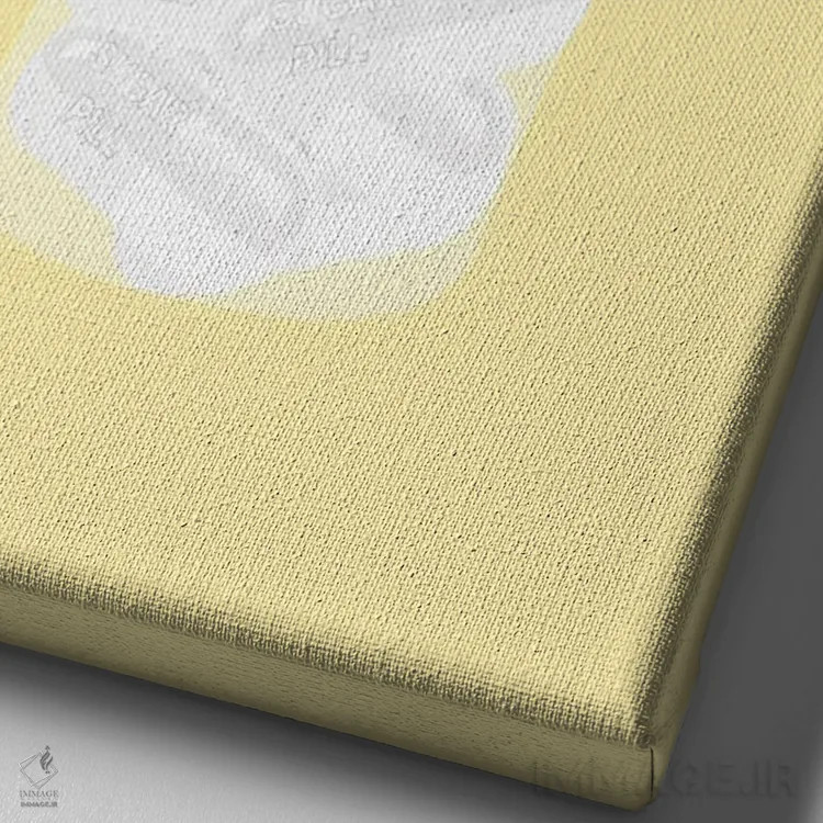 تابلو دکوراتیو بطری قرص قندی زرد اثر جیمی متز - نمای نزدیک بافت بوم