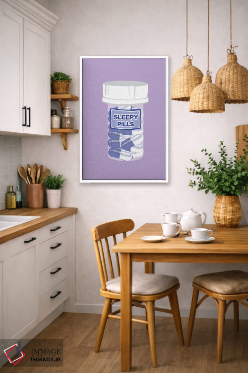 تابلو دکوراتیو بطری قرص خواب آور بنفش کمرنگ اثر جیمی متز - D6W