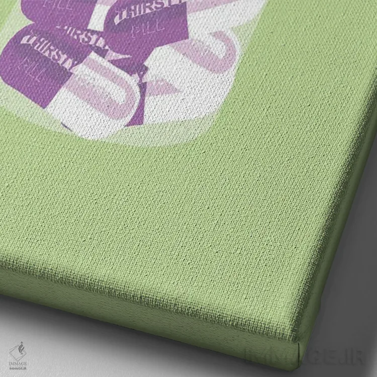 تابلو دکوراتیو بطری قرص تشنگی سبز نعناعی اثر جیمی متز - نمای نزدیک بافت بوم