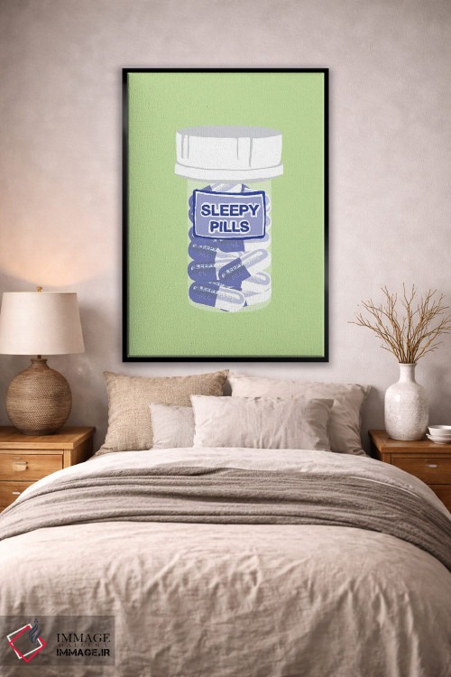 تابلو دکوراتیو بطری قرص خواب آور سبز نعناعی اثر جیمی متز - D3B