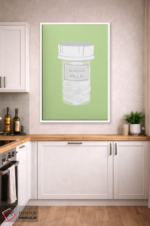 تابلو دکوراتیو بطری قرص قندی سبز نعناعی اثر جیمی متز - D4W