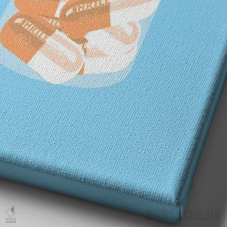 تابلو دکوراتیو بطری قرص هیجان آبی اثر جیمی متز - نمای نزدیک بافت بوم