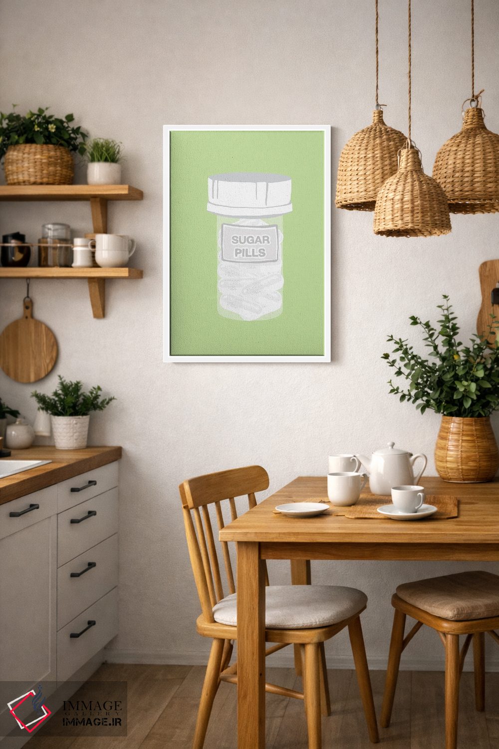 تابلو دکوراتیو بطری قرص قندی سبز نعناعی اثر جیمی متز - D3W