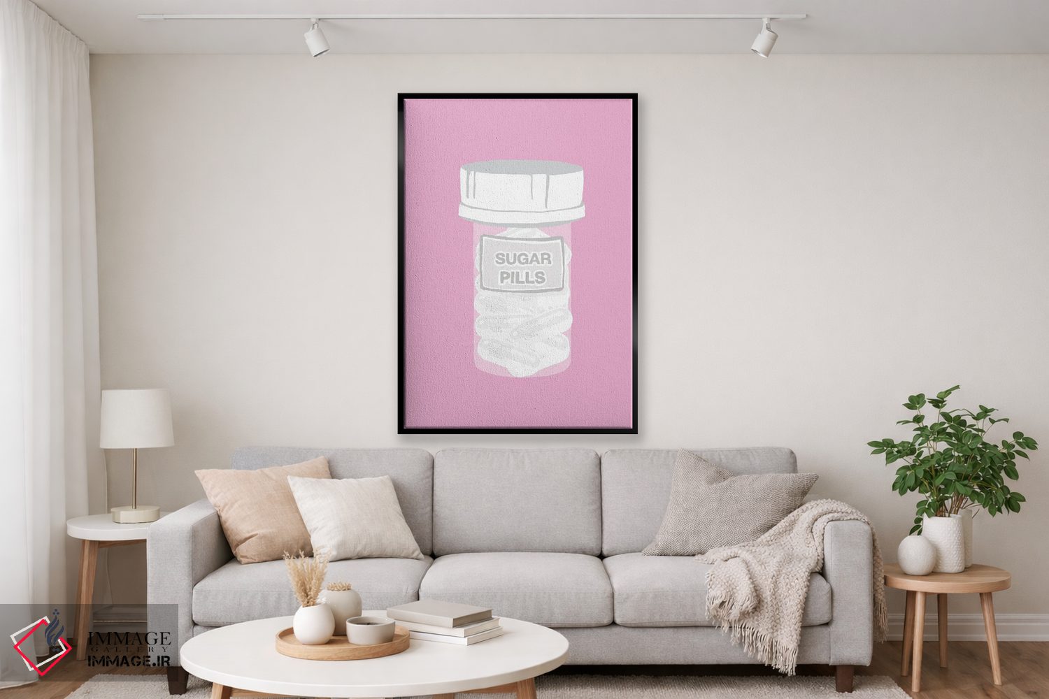 تابلو دکوراتیو بطری قرص قندی صورتی اثر جیمی متز - D1B