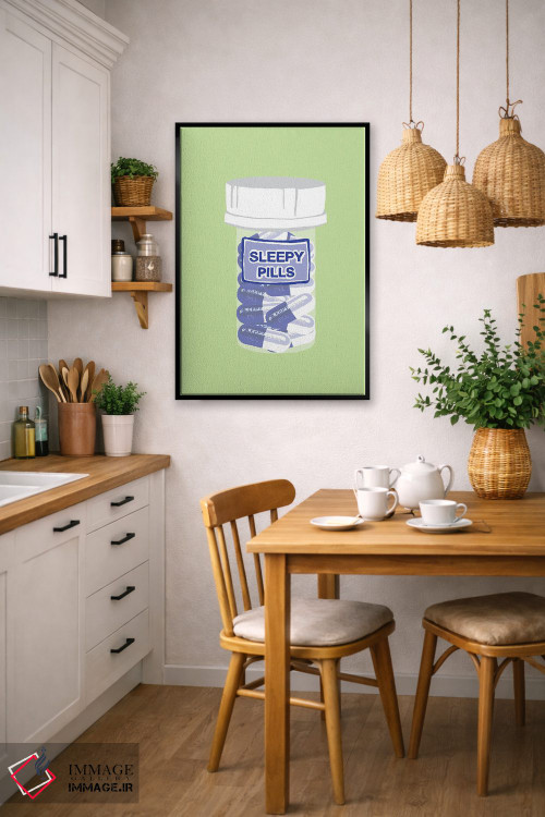 تابلو دکوراتیو بطری قرص خواب آور سبز نعناعی اثر جیمی متز - D6B