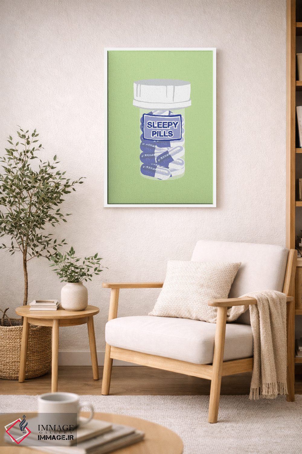 تابلو دکوراتیو بطری قرص خواب آور سبز نعناعی اثر جیمی متز - D5W