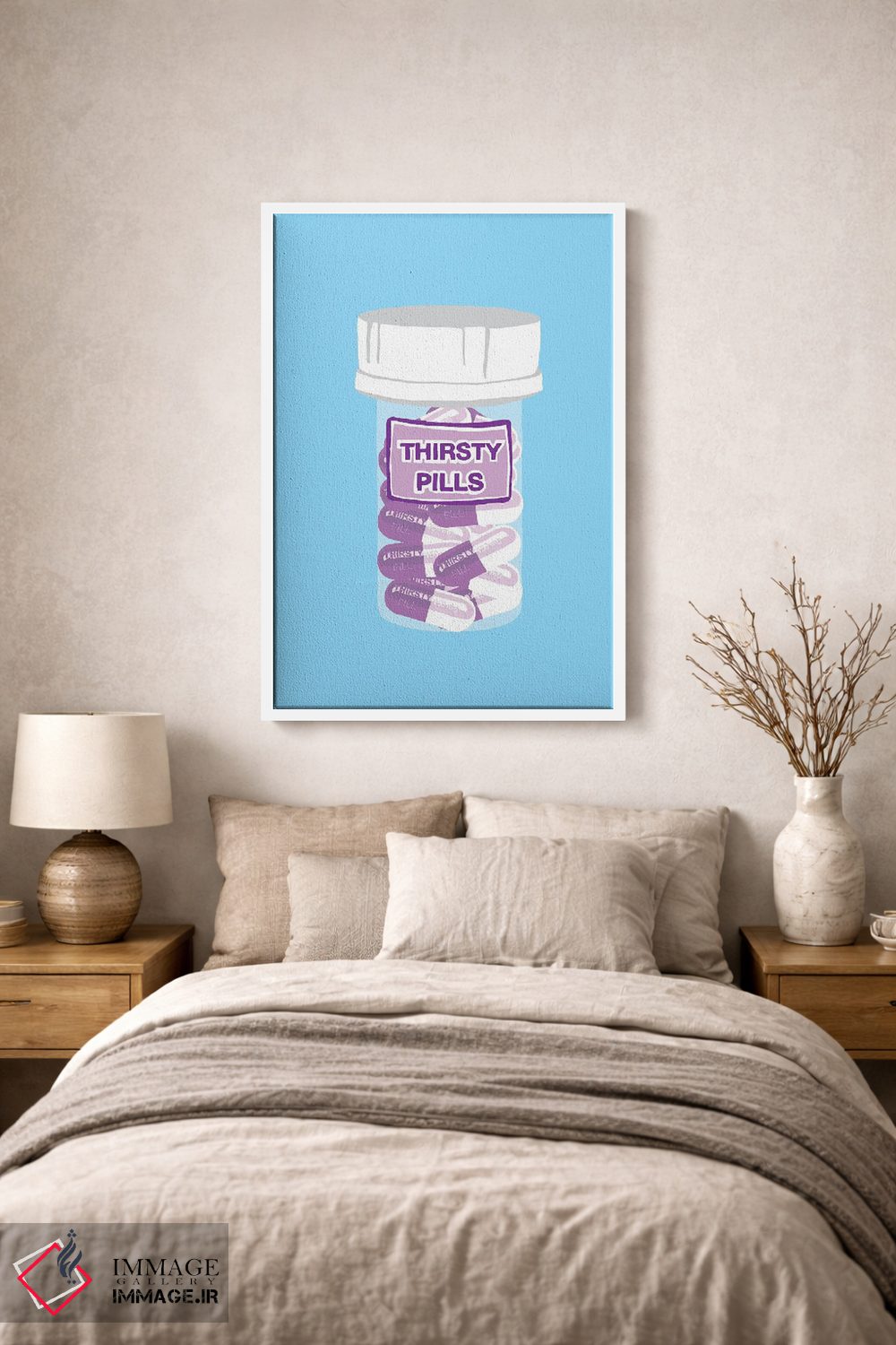 تابلو دکوراتیو بطری قرص تشنگی آبی اثر جیمی متز - D1W
