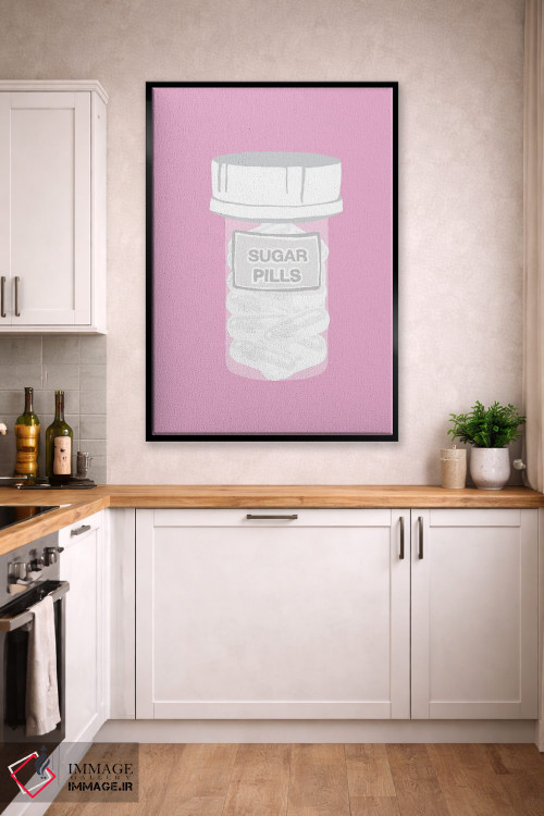 تابلو دکوراتیو بطری قرص قندی صورتی اثر جیمی متز - D2B