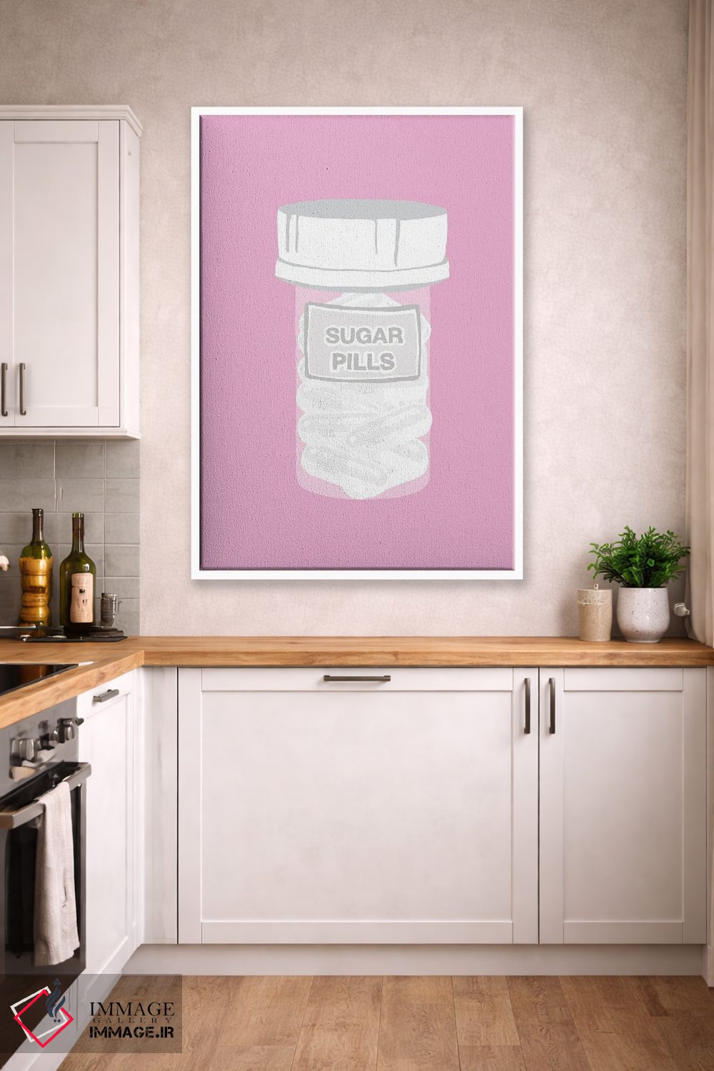تابلو دکوراتیو بطری قرص قندی صورتی اثر جیمی متز - D4W