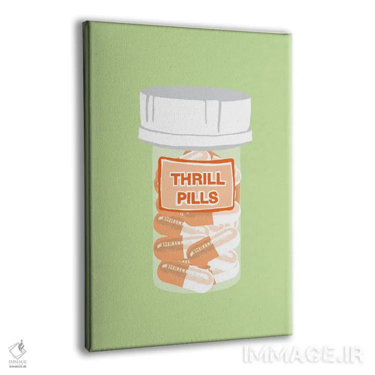 تابلو دکوراتیو بطری قرص هیجان نعناعی اثر جیمی متز - نمای پرسپکتیو محصول