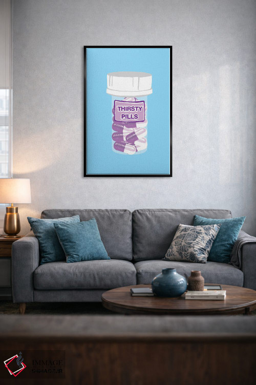 تابلو دکوراتیو بطری قرص تشنگی آبی اثر جیمی متز - D6B