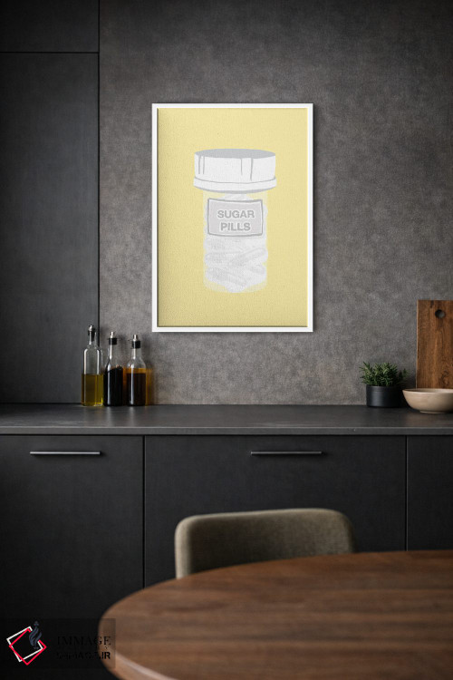 تابلو دکوراتیو بطری قرص قندی زرد اثر جیمی متز - D1W