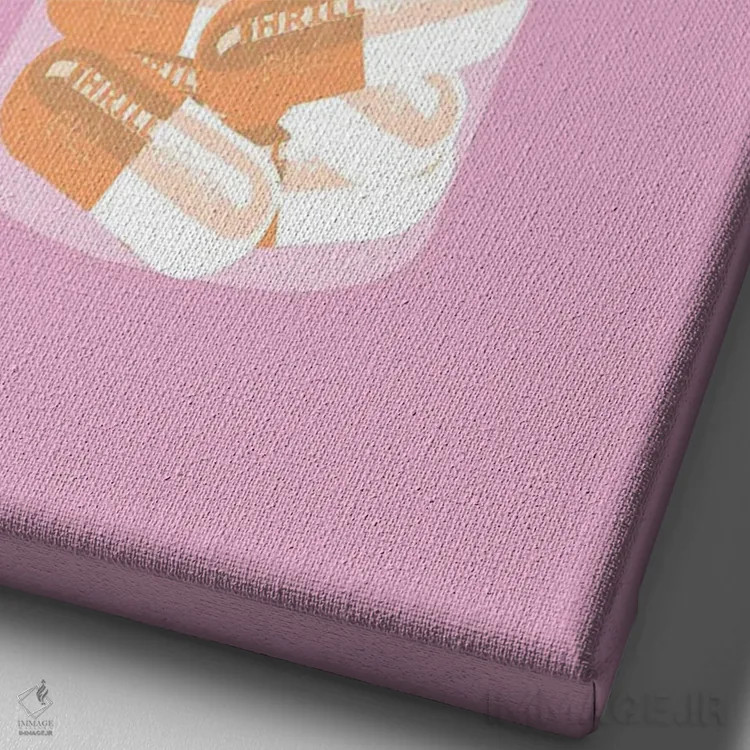 تابلو دکوراتیو بطری قرص هیجان صورتی اثر جیمی متز - نمای نزدیک بافت بوم