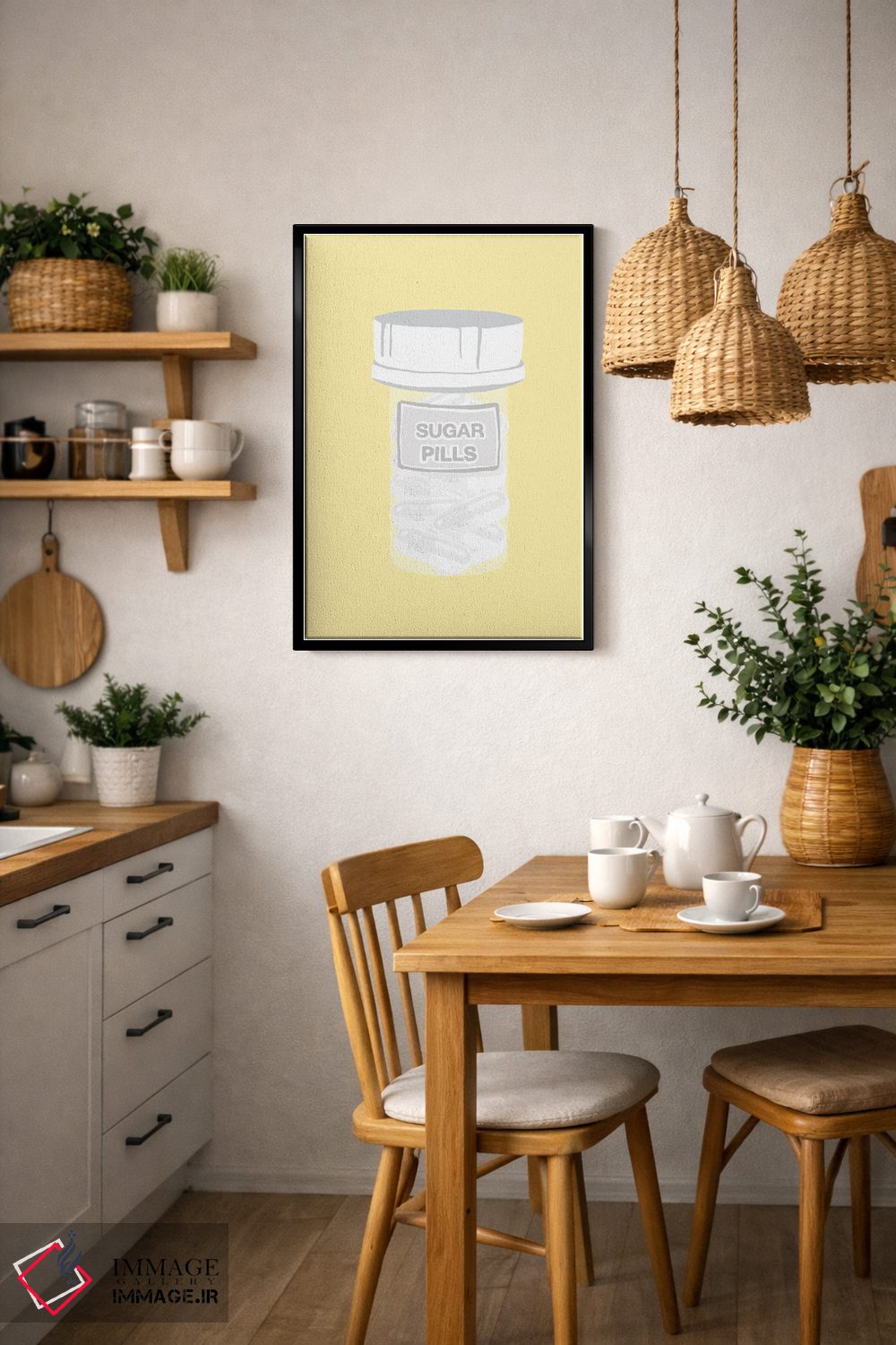 تابلو دکوراتیو بطری قرص قندی زرد اثر جیمی متز - D6B