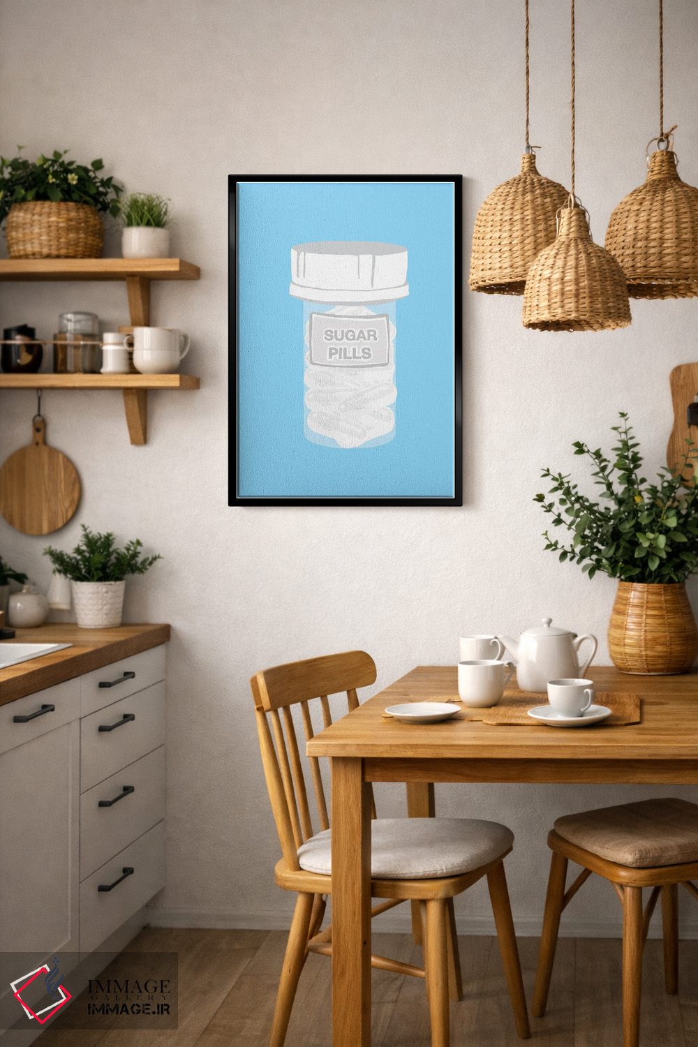 تابلو دکوراتیو بطری قرص قندی آبی اثر جیمی متز - D5B