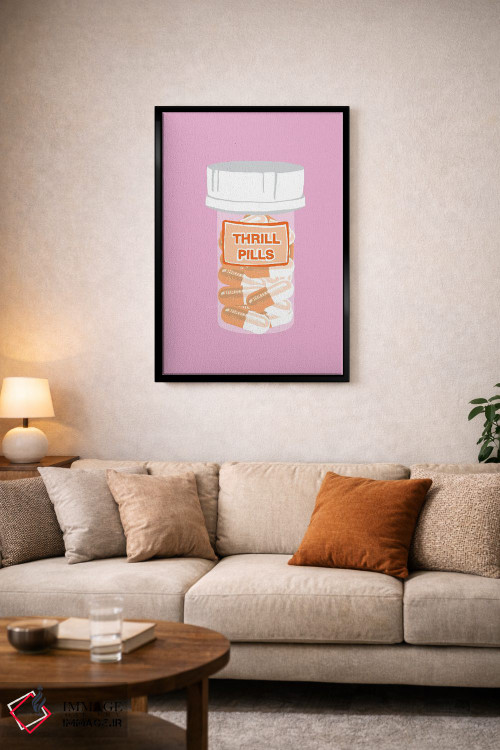 تابلو دکوراتیو بطری قرص هیجان صورتی اثر جیمی متز - D5B