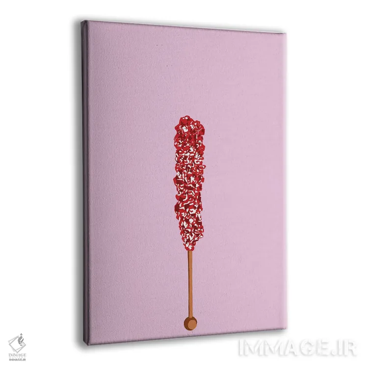 تابلو مینیمال آبنبات صخره ای قرمز و صورتی اثر جیمی متز - نمای پرسپکتیو محصول