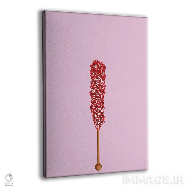 تابلو مینیمال آبنبات صخره ای قرمز و صورتی اثر جیمی متز - نمای پرسپکتیو محصول