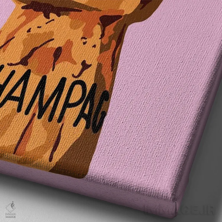 تابلو مینیمال چوب پنبه شامپاین صورتی اثر جیمی متز - نمای نزدیک بافت بوم